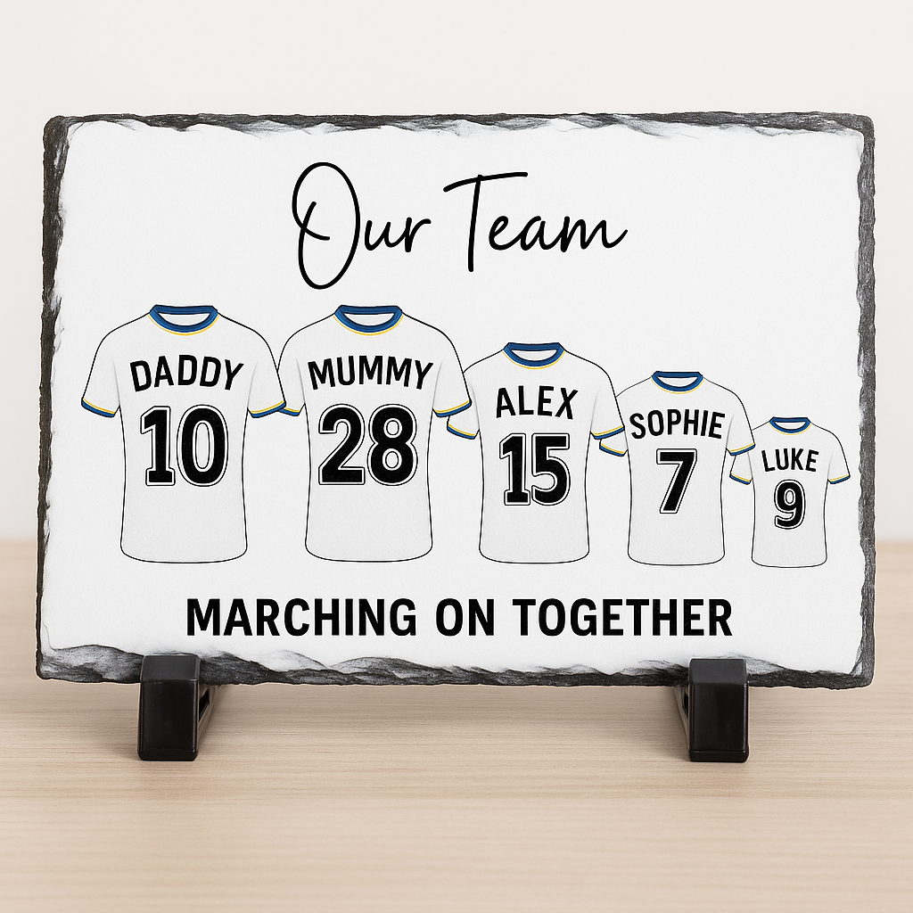 Personalised Family Football Slate | Custom “Our Team” Shirt Design
