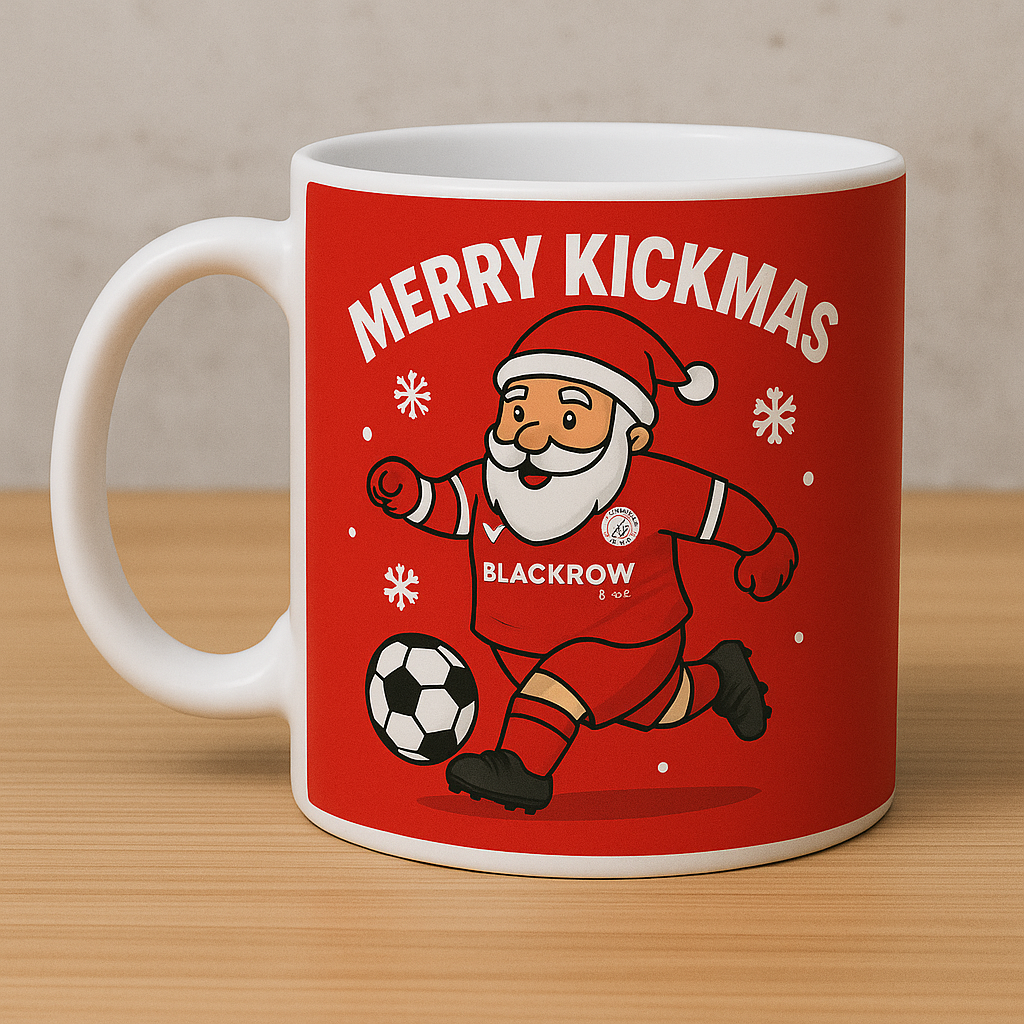 🎅 Merry Kickmas Football Mug – Personalised Santa Footballer Cup | Funny Christmas Gift for Football Fans | ANY CLUB