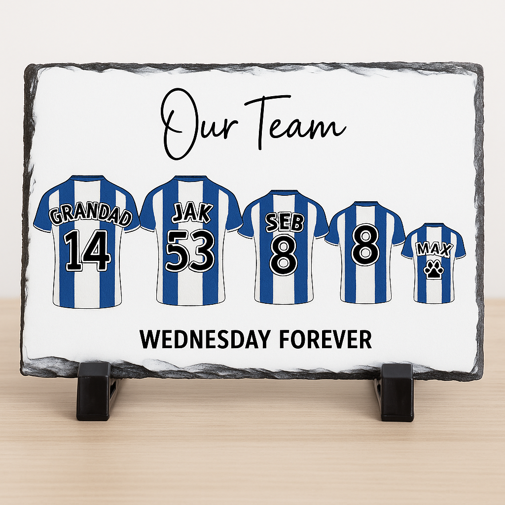 Personalised Family Football Slate | Custom “Our Team” Shirt Design