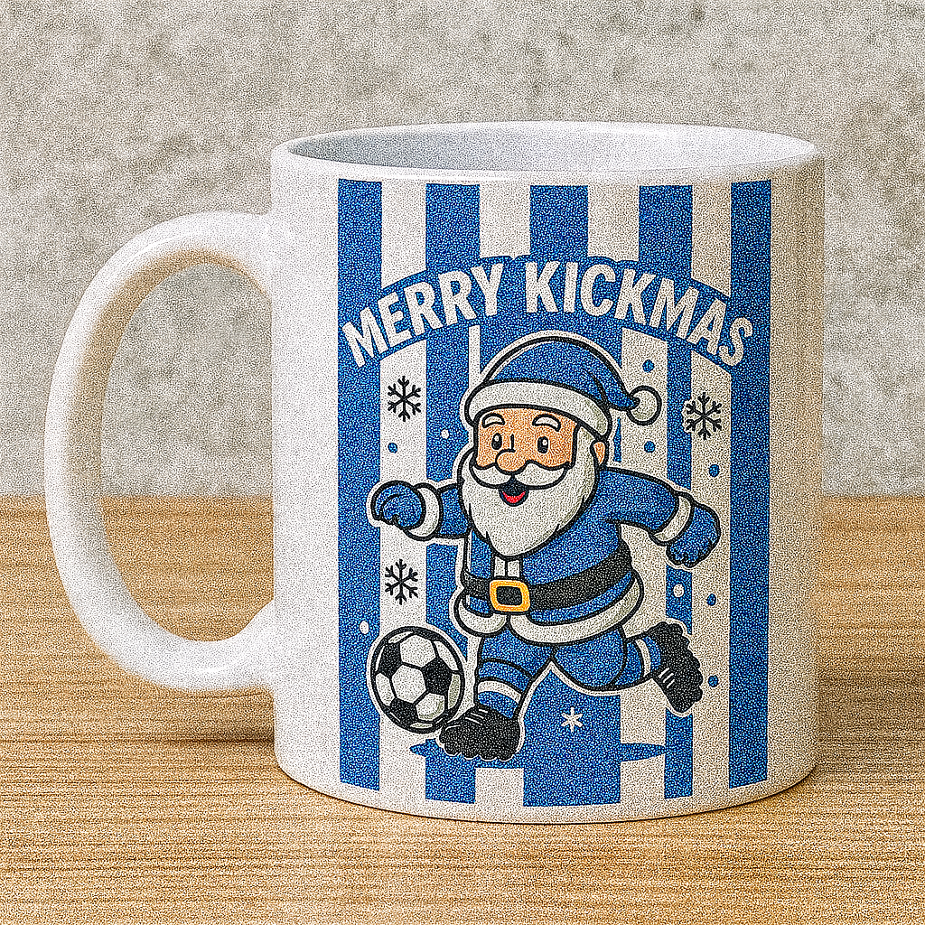🎅 Merry Kickmas Football Mug – Personalised Santa Footballer Cup | Funny Christmas Gift for Football Fans | ANY CLUB