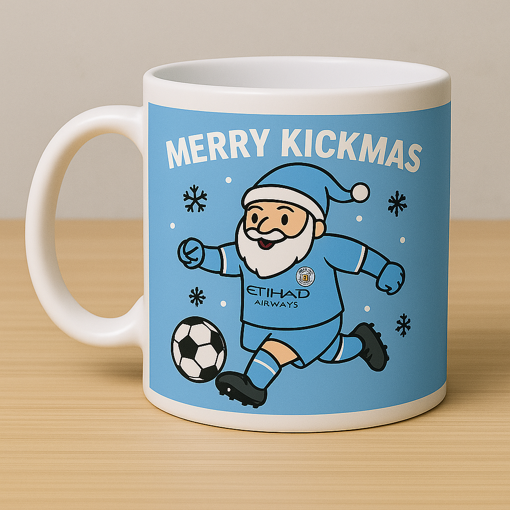 🎅 Merry Kickmas Football Mug – Personalised Santa Footballer Cup | Funny Christmas Gift for Football Fans | ANY CLUB