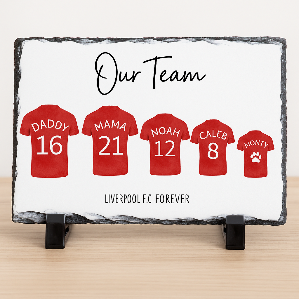 Personalised Family Football Slate | Custom “Our Team” Shirt Design