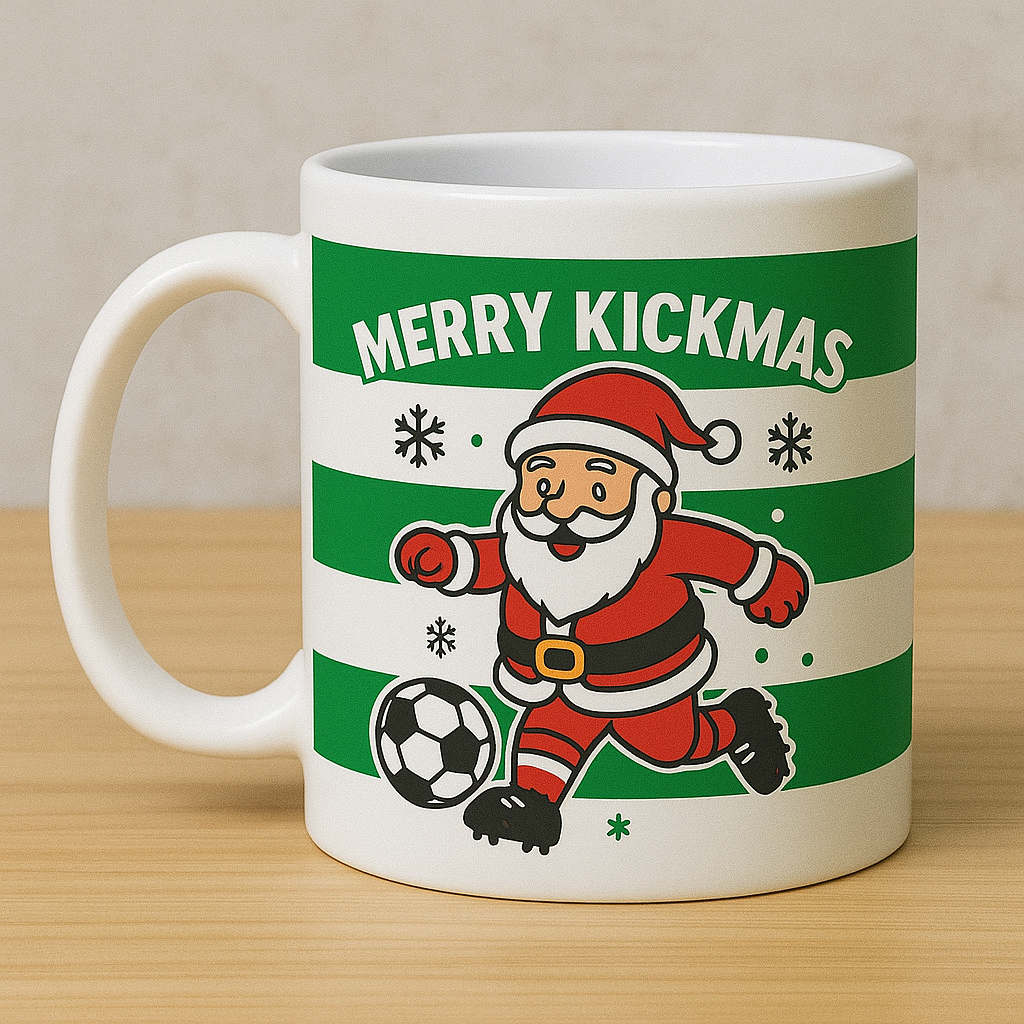 🎅 Merry Kickmas Football Mug – Personalised Santa Footballer Cup | Funny Christmas Gift for Football Fans | ANY CLUB